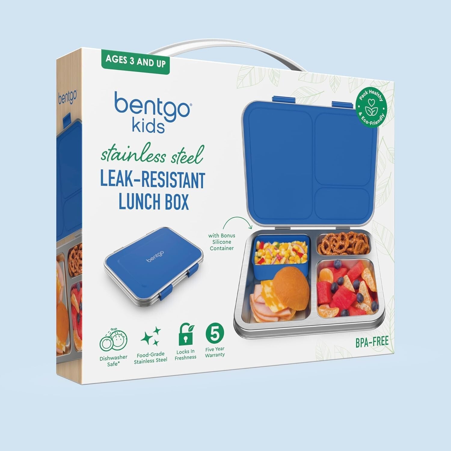 Airtight Kids Lunch Box with 3 Compartments & Dishwasher Safe Design – Age 3+