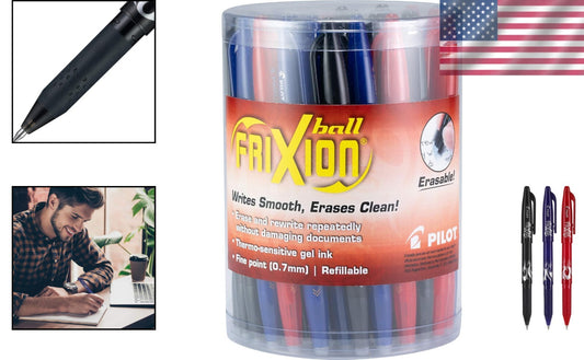 FriXion 0.7mm Erasable Pens Tub - 36 Smooth Writing Gel Pens in Multiple Colors