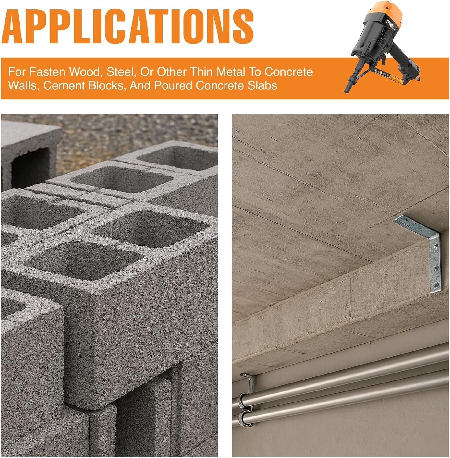 Pneumatic 3" Single Pin Concrete Nailer with Case - Heavy-Duty Tool for Pro Use