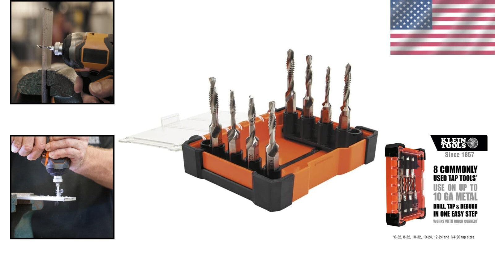 8-Piece Drill Tap Tool Kit – Quick Connect for Aluminum, Brass, Copper, and More