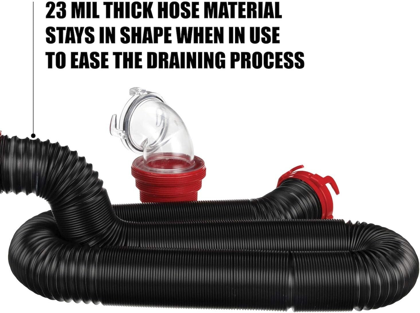 15-Foot Heavy-Duty RV Sewer Hose Kit with ClearView Adapter for Easy Draining