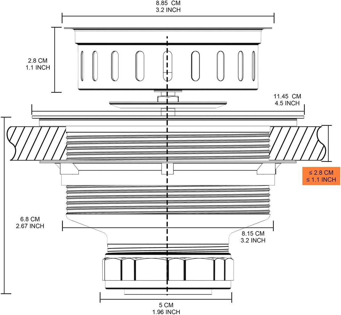 Easy Install Black Sink Drain Kit - 3 1/2" Stainless Steel with Removable Basket