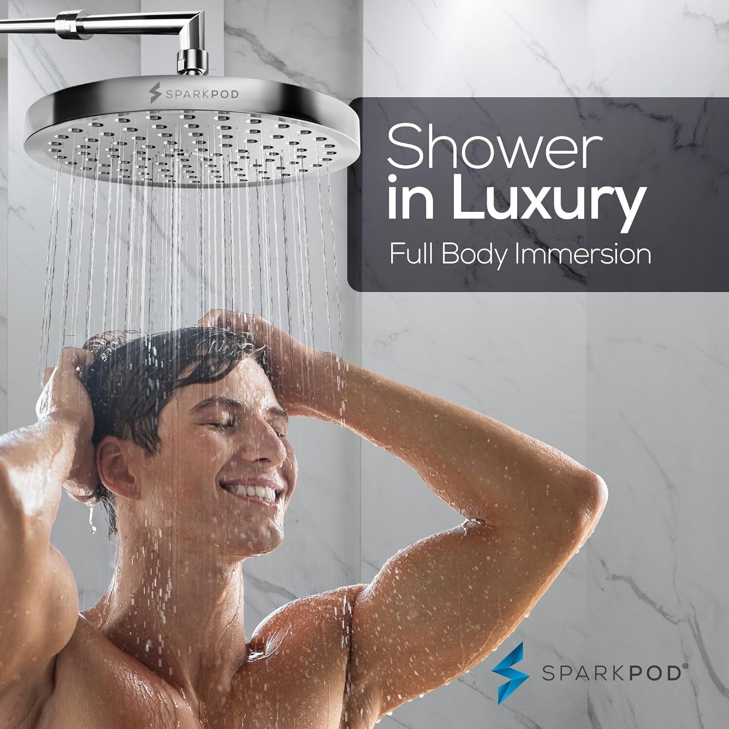 Elegant Polished Chrome Shower Head - High Pressure Rain Experience, Easy Clean