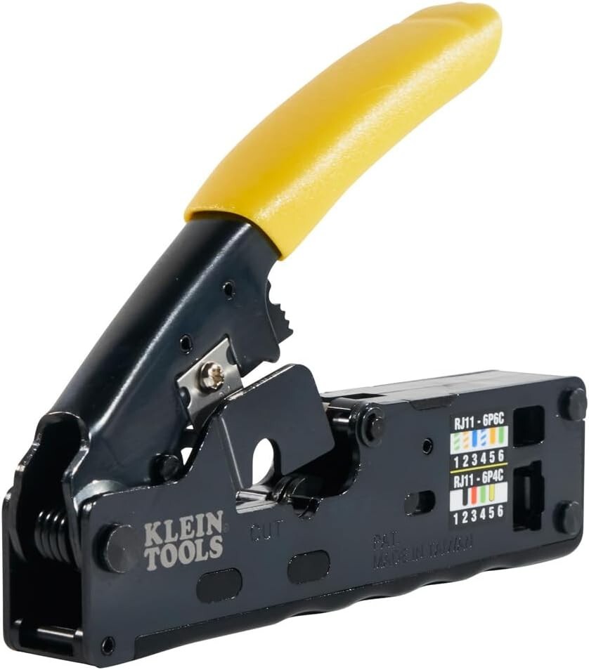 Klein Tools Compact Data Cable Crimper with Easy Grip Handle - Rugged Design
