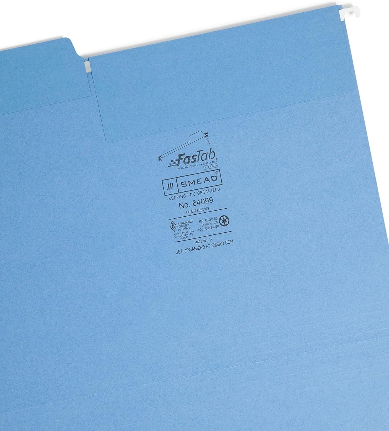 FasTab 200 Count Blue Hanging File Folders - Easy Labeling & Access, Letter Size