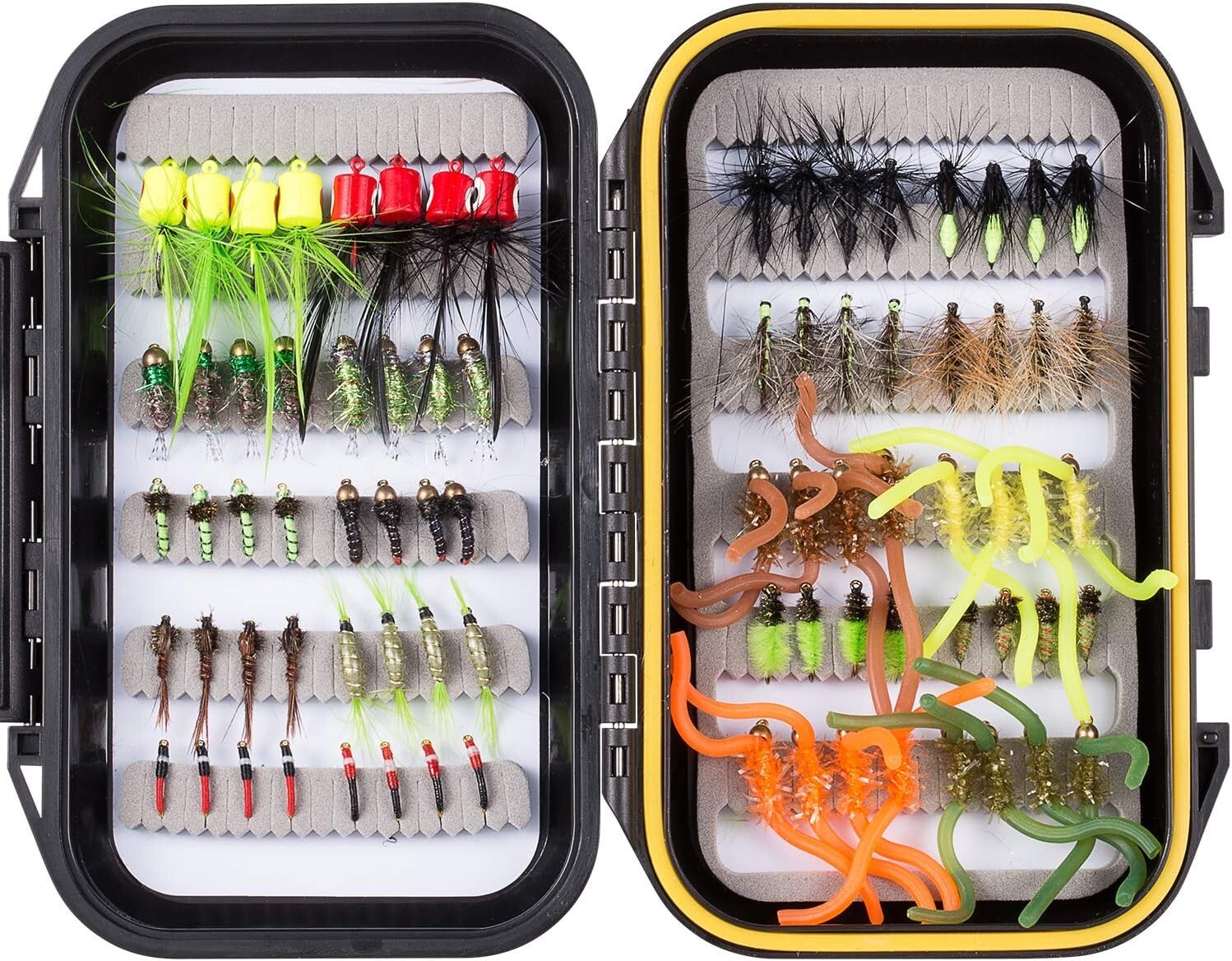 Versatile 80pcs Fishing Flies Kit in Waterproof Box - Ideal for Bluegill & Trout