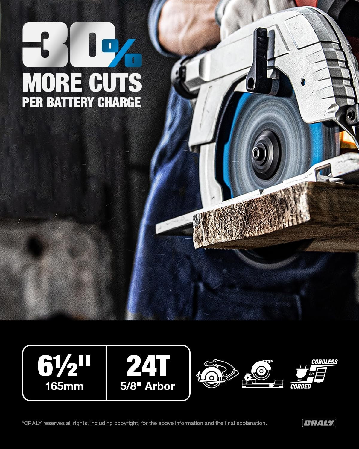 Professional 6-1/2 Inch Circular Saw Blade - 24 Teeth for Wood & Plywood