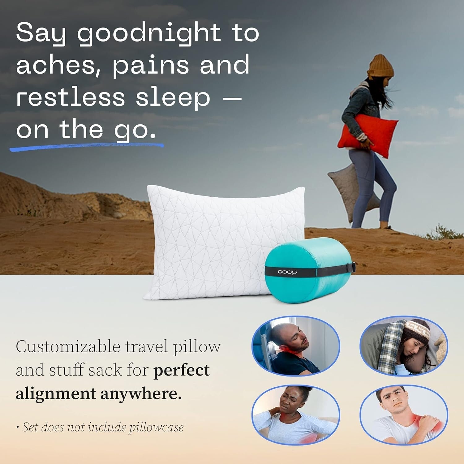 Luxurious Medium-Firm Camping Pillow with Washable Cover - CertiPUR Certified