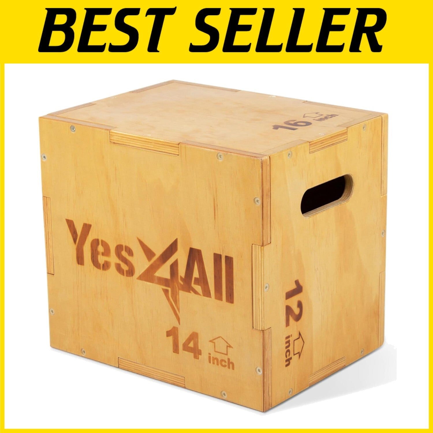 Adjustable Wooden Plyo Box for Safe Home Workouts – 3 Height Options Available