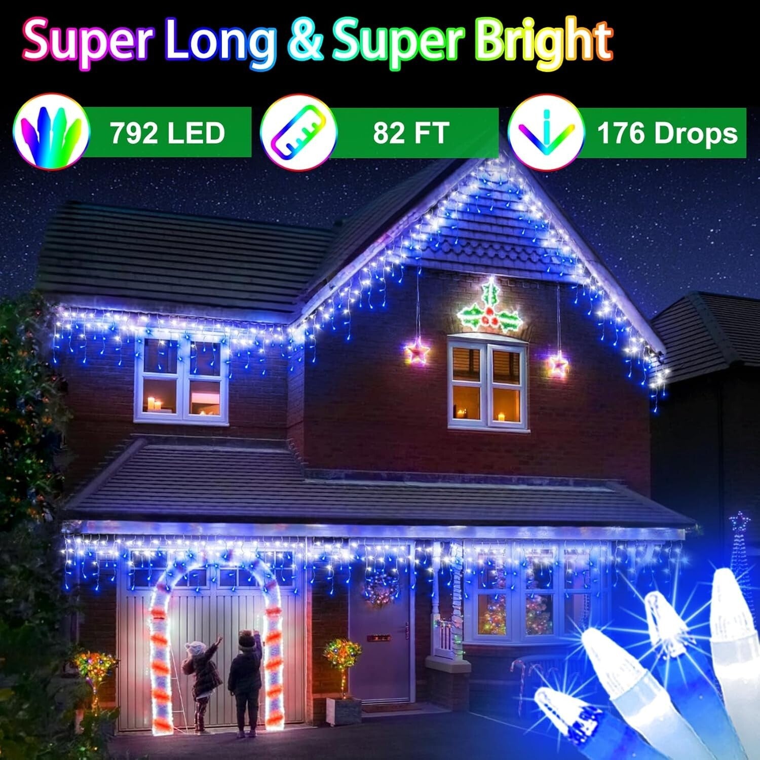 Festive 792 LED Outdoor String Lights - 8 Modes & Memory for Perfect Holidays