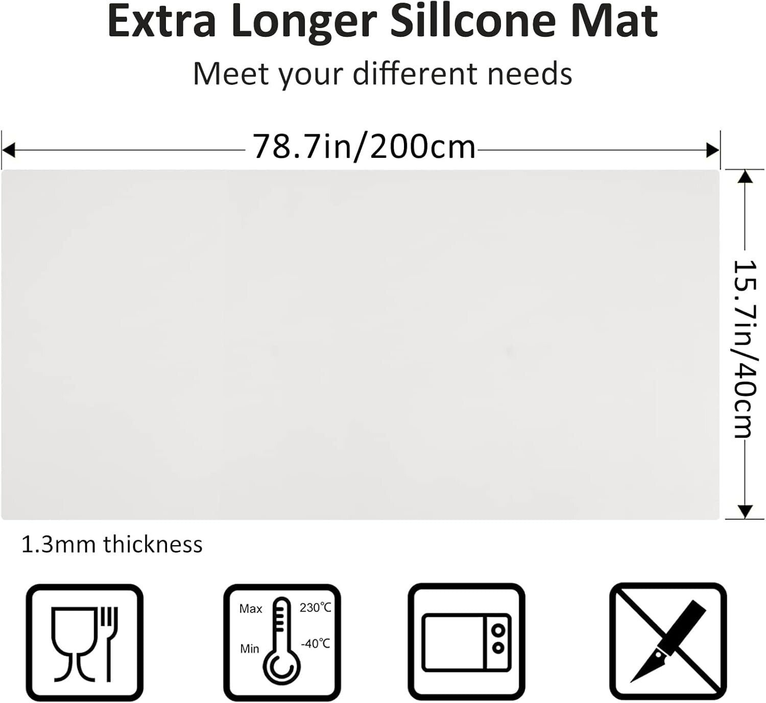 Thick Non-slip Silicone Mat 78.7” x 15.7” – Perfect Kitchen Counter Protector