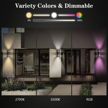 Load image into Gallery viewer, Elegant RGB Up and Down Outdoor Wall Lights - 2 Pack with Smart Control &amp; Safety