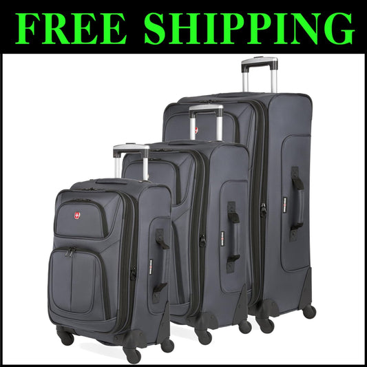Sion Dark Grey Expandable Luggage Set - 3-Piece (21/25/29) for Effortless Travel