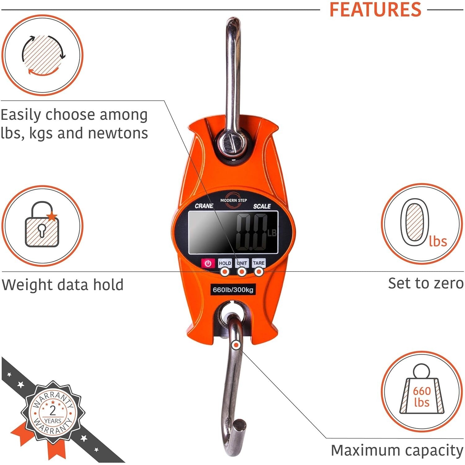 Reliable 660LB Digital Hanging Scale - Perfect for Farm, Luggage & Outdoor Use