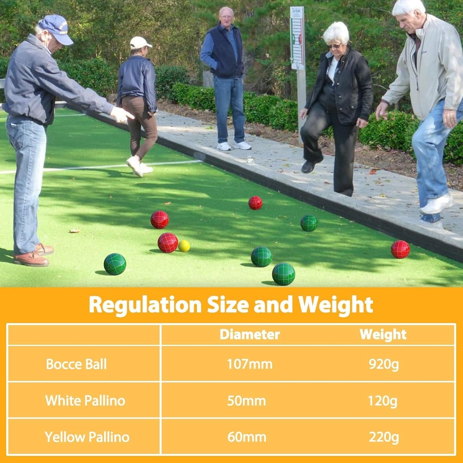 Durable 107mm Bocce Ball Set with Premium Polyresin & Carry Bag for Tournaments