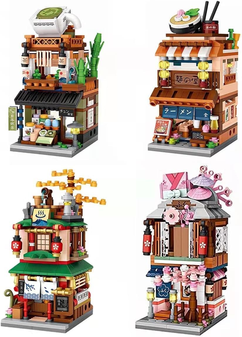 4-In-1 Japanese Street View Building Blocks Set for Creative Kids Ages 6-12