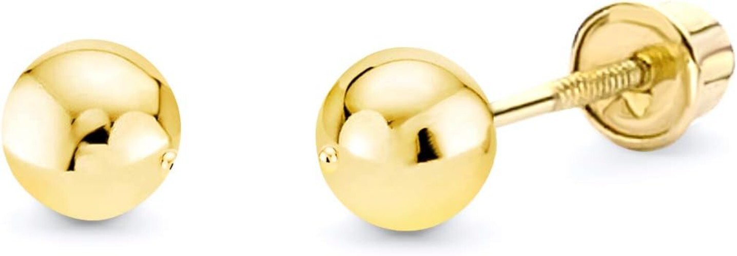 Luxury 14k Yellow Gold Ball Stud Earrings - Perfect Gift with 30-Day Returns