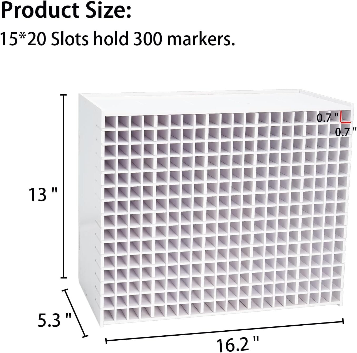 Art Marker Storage Rack for 300 Markers with Adjustable Dividers - PVC Organizer