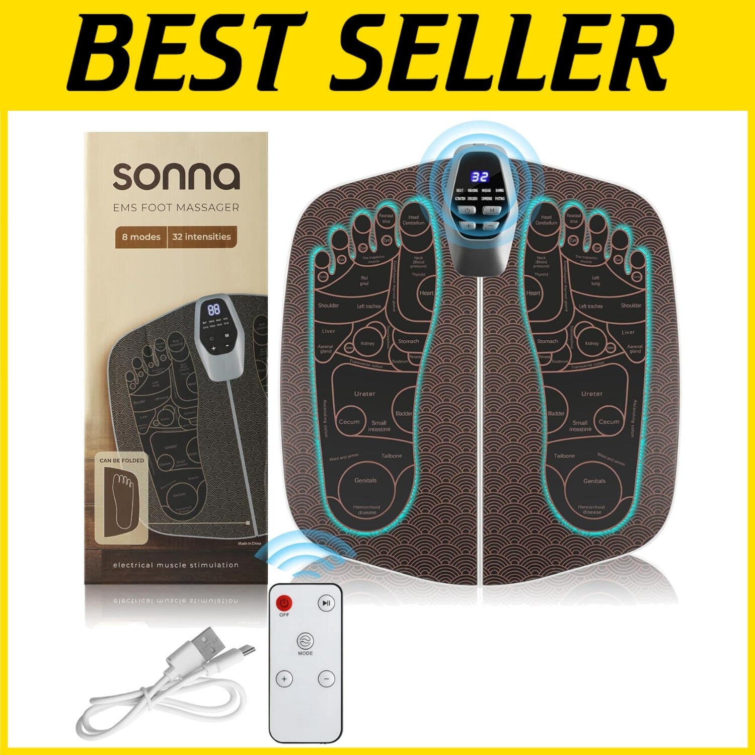 8-Modes Foot Massager Mat for Pain Relief & Muscle Relaxation, USB Rechargeable