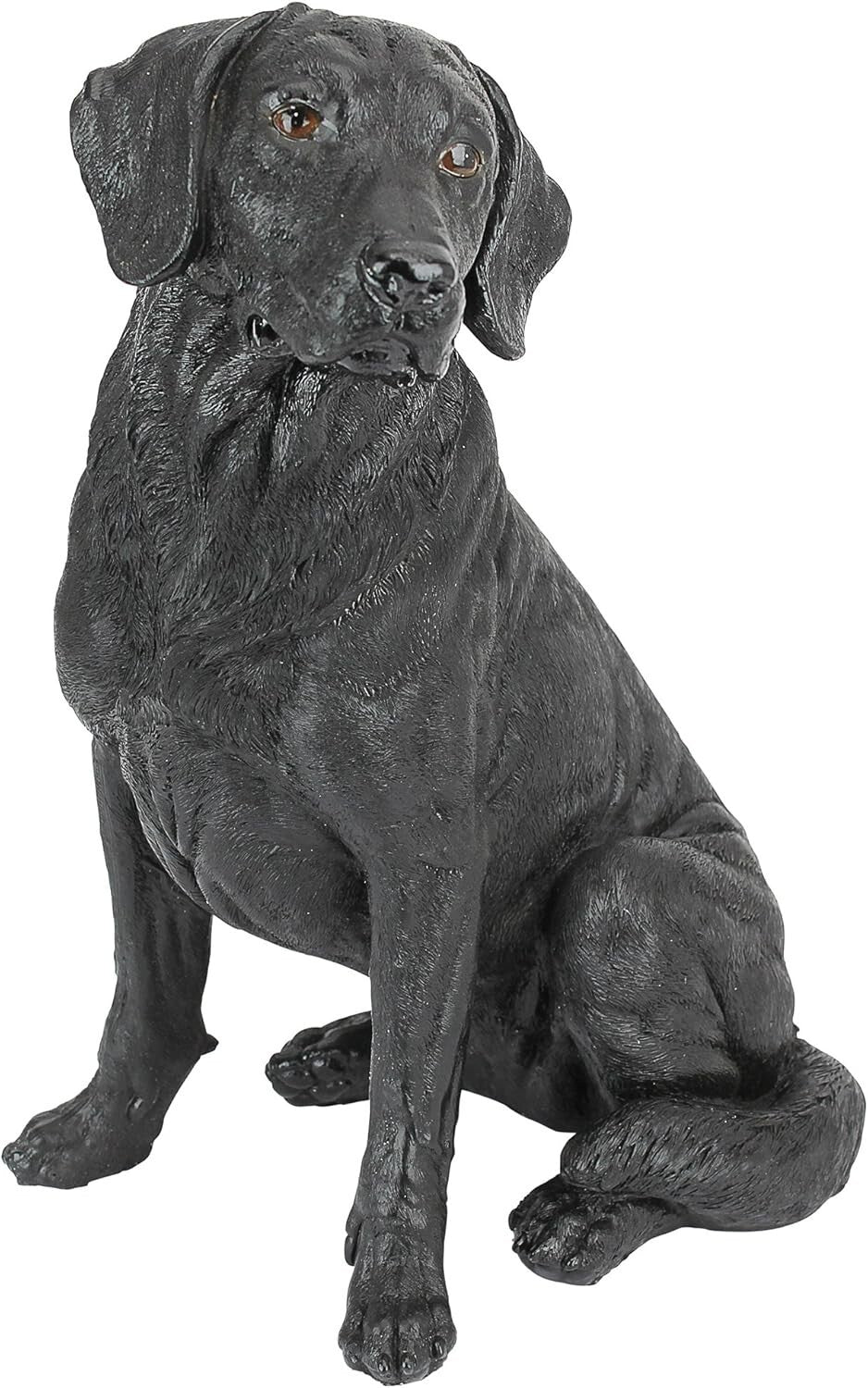 Hand-Cast Black Labrador Dog Sculpture: Memorial Figurine for Garden Lovers