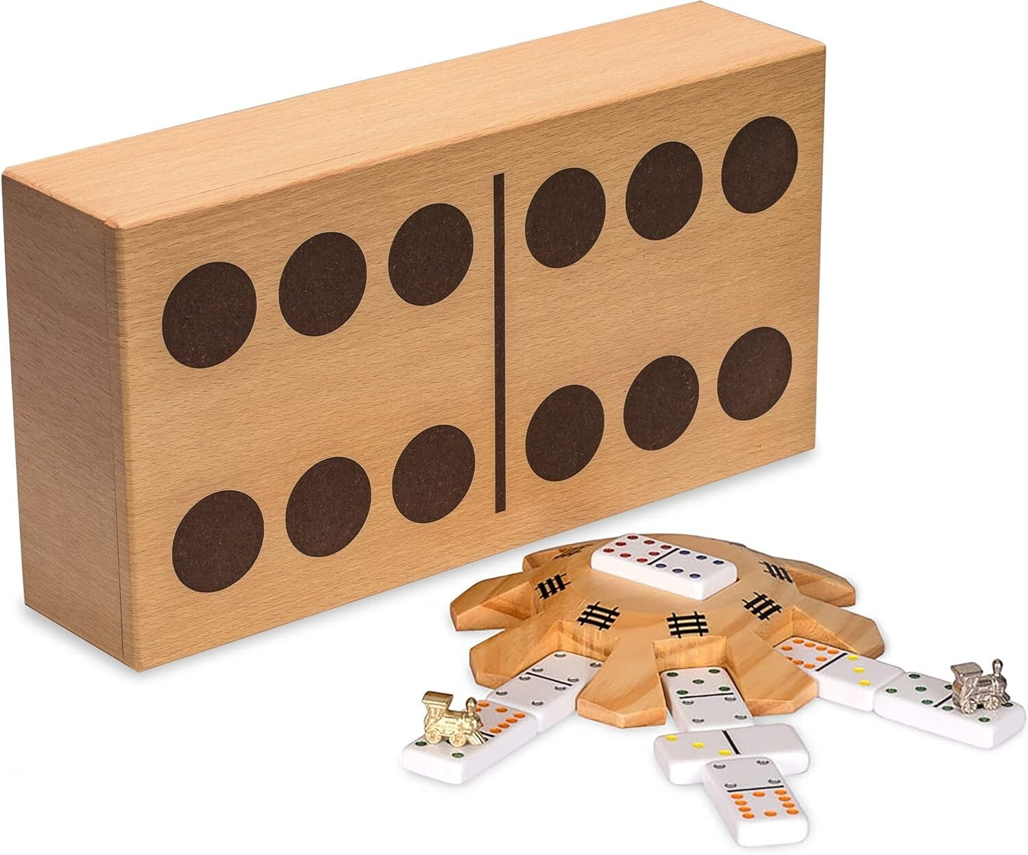 Deluxe Mexican Train Set - 91 Double 12 Dominoes with Stylish Storage Case