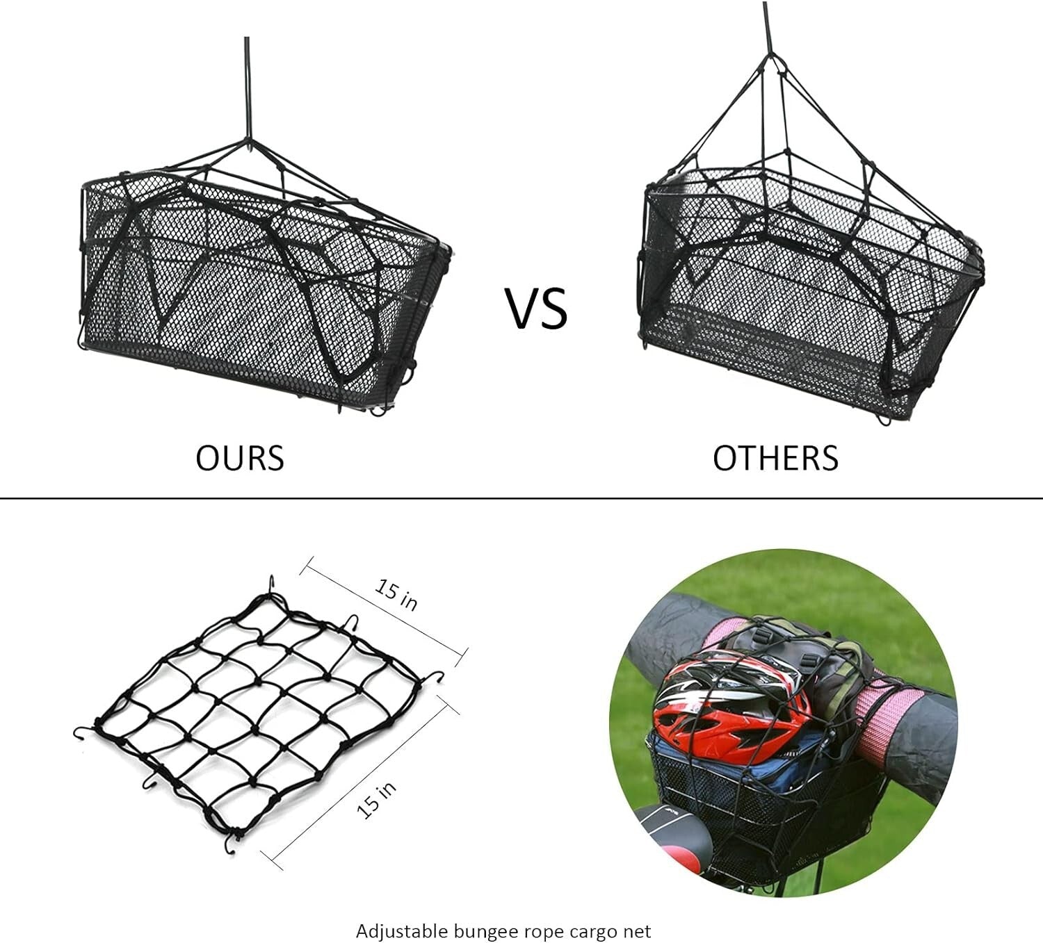 Reflective Metal Rear Bike Basket with Dual Rainproof Covers & Sturdy Support