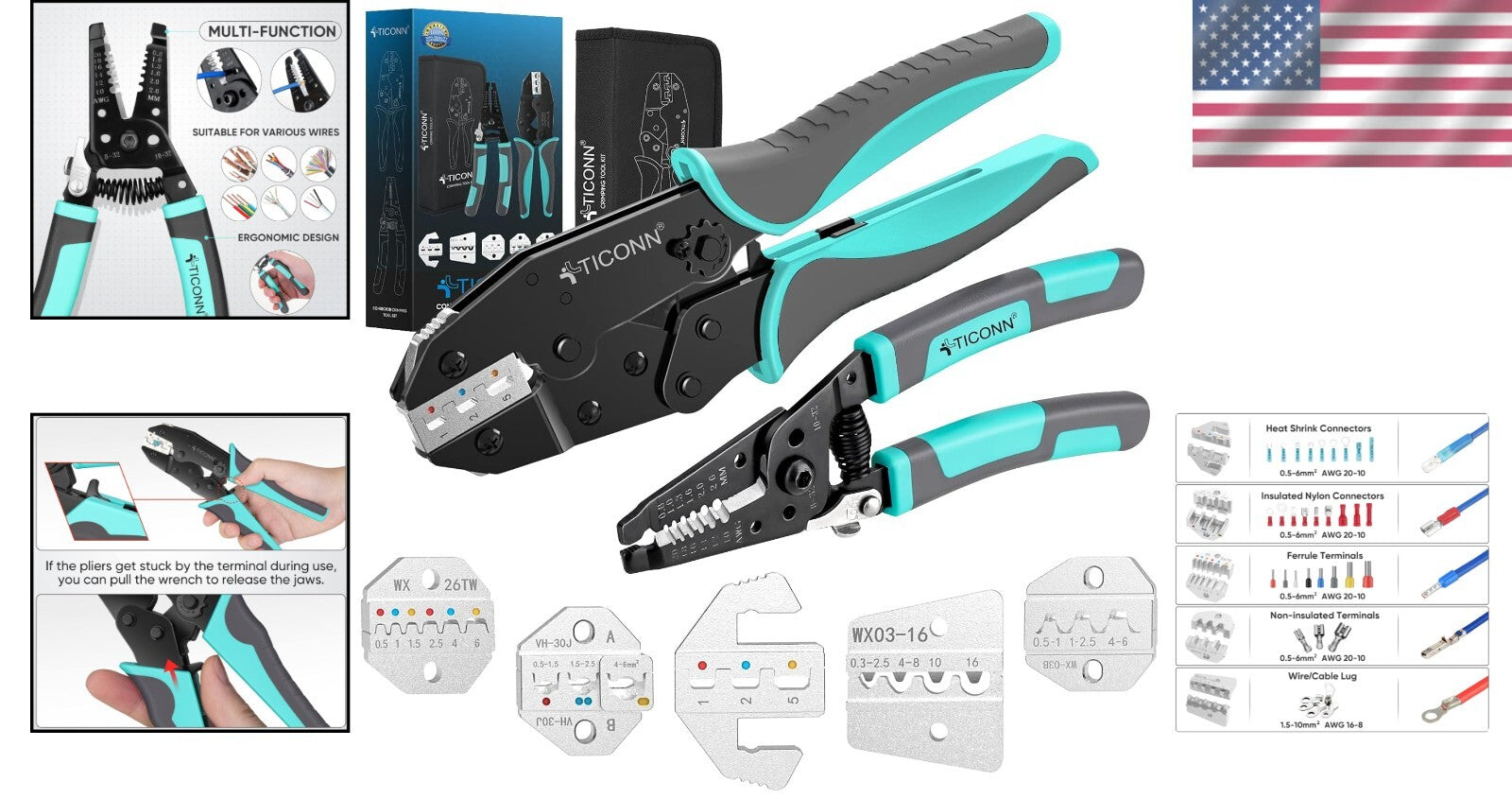 All-in-One Wire Crimp Tool Combo - Effortless Crimper for Heat Shrink Connectors