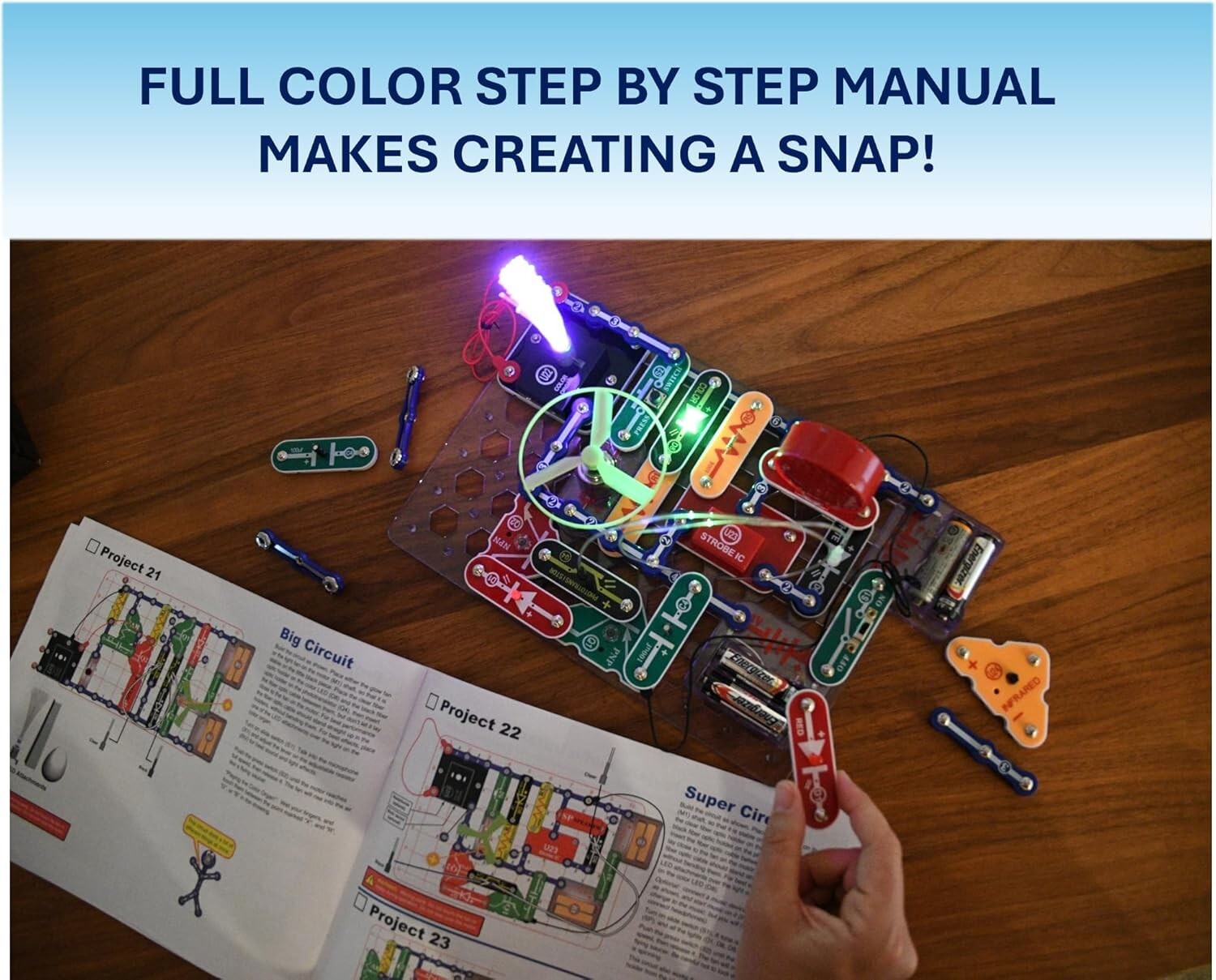 Award-Winning Light Electronics Kit | Easy STEM Fun with 55 Colorful Parts