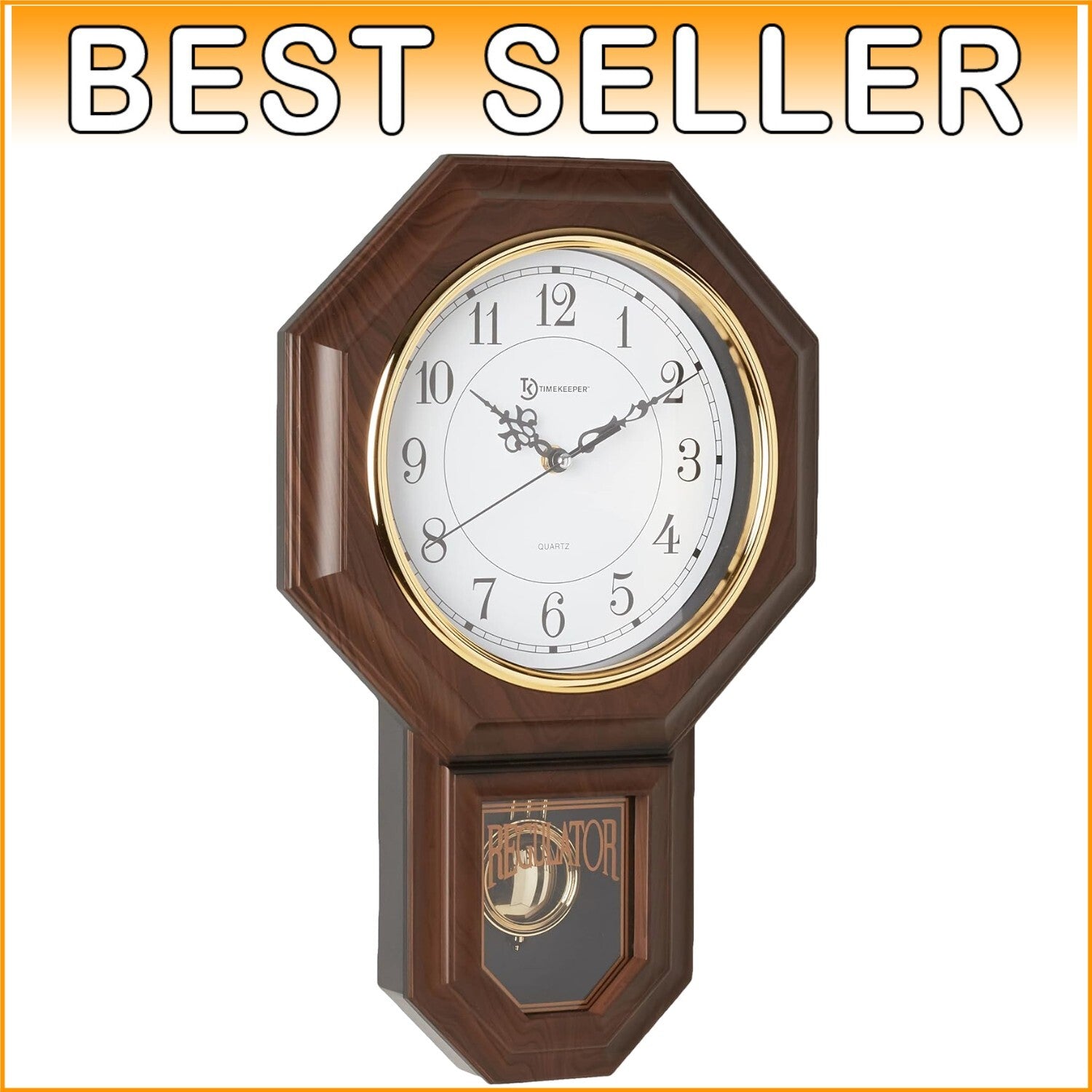 Sophisticated 17.5" Pendulum Clock with Westminster Chime for Office Decor