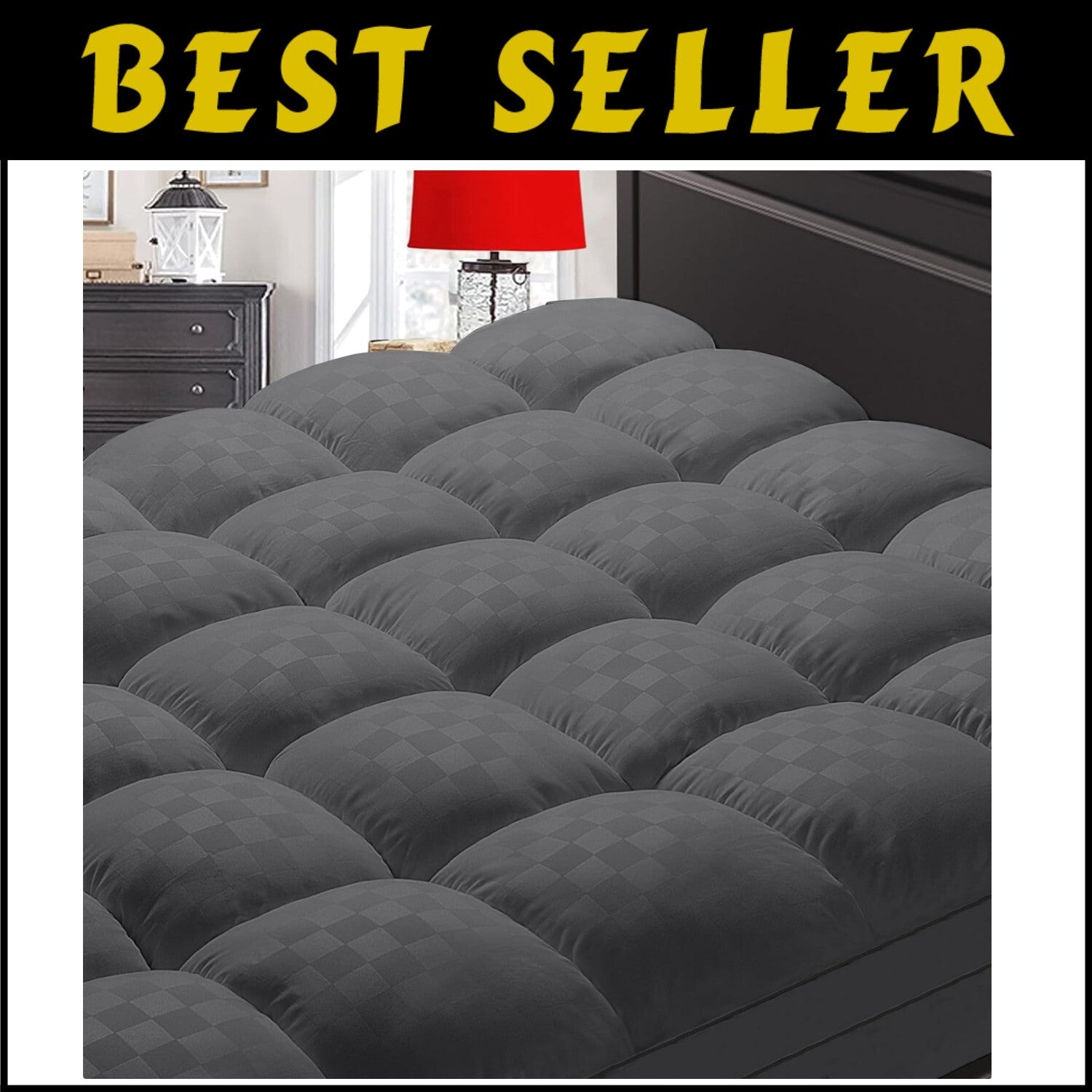 Microfiber Queen Mattress Pad - Extra Thick & Breathable with Quilted Design