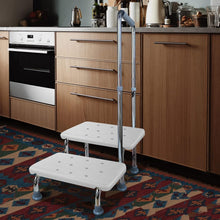 Load image into Gallery viewer, Heavy Duty 2-Step Medical Foot Stool with Adjustable Handle – 350 lbs Support