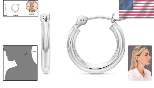 Lightweight 14k White Gold Classic Hoop Earrings - Everyday Elegant Touch