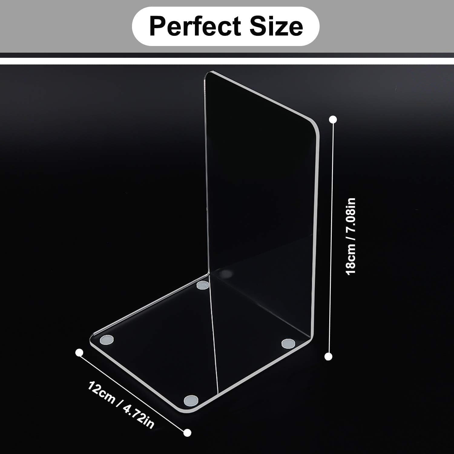 Durable Clear Acrylic Book Holder Stand – 20pcs Polished Bookends for Shelves
