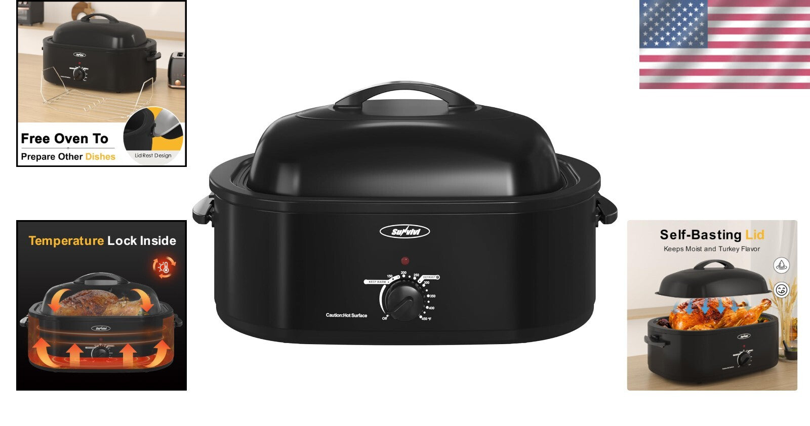 Versatile 20qt Roaster Oven with Removable Pan & Full-Range Temperature Control