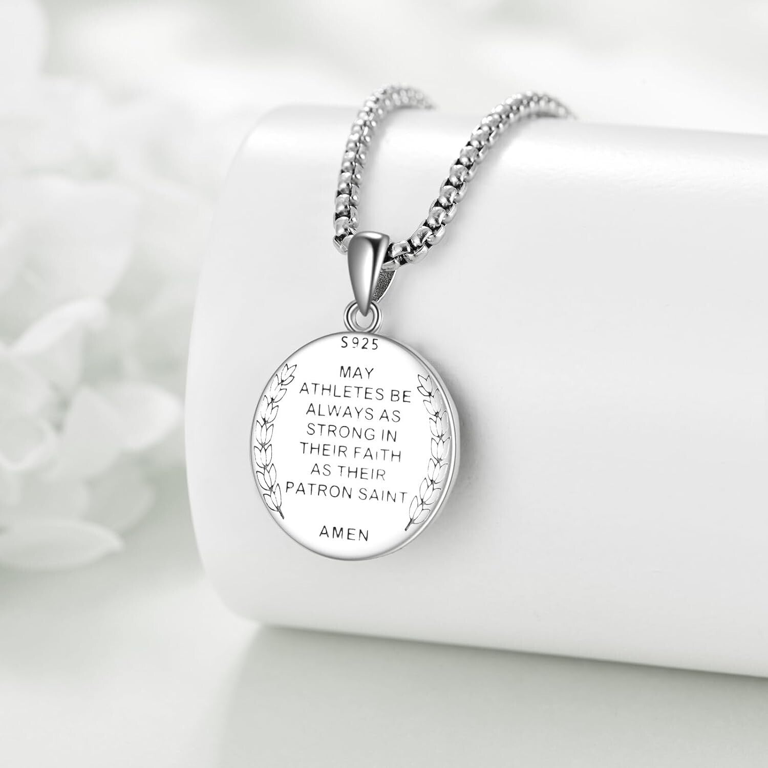 Sterling Silver Saint Sebastian Necklace - Religious Amulet for Both Men & Women