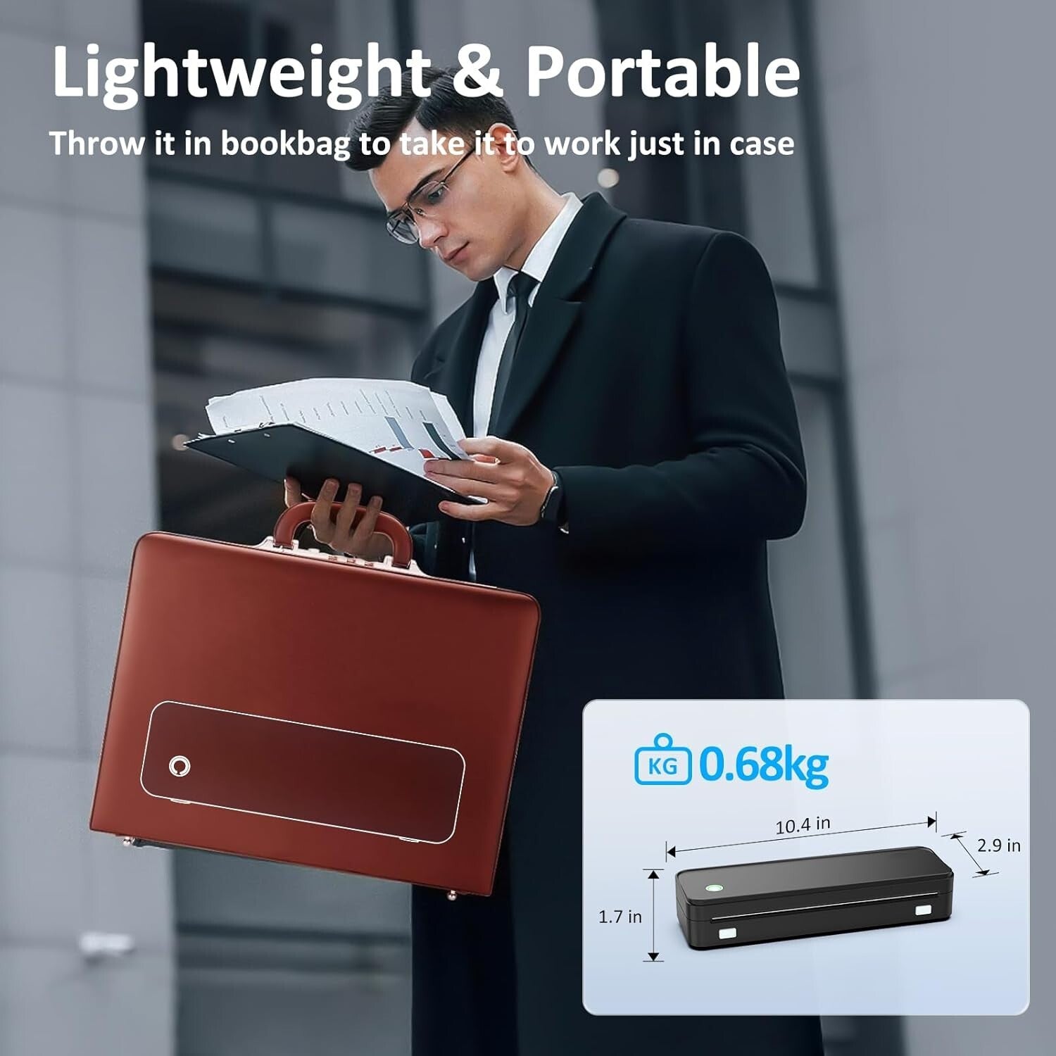 Wireless Inkless Portable Printer for Travel - Bluetooth & Carry Case Included