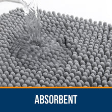 Load image into Gallery viewer, Grey Chenille Bath Mat 70" x 46" - Fluffy, Quick Dry, Machine Washable Accessory