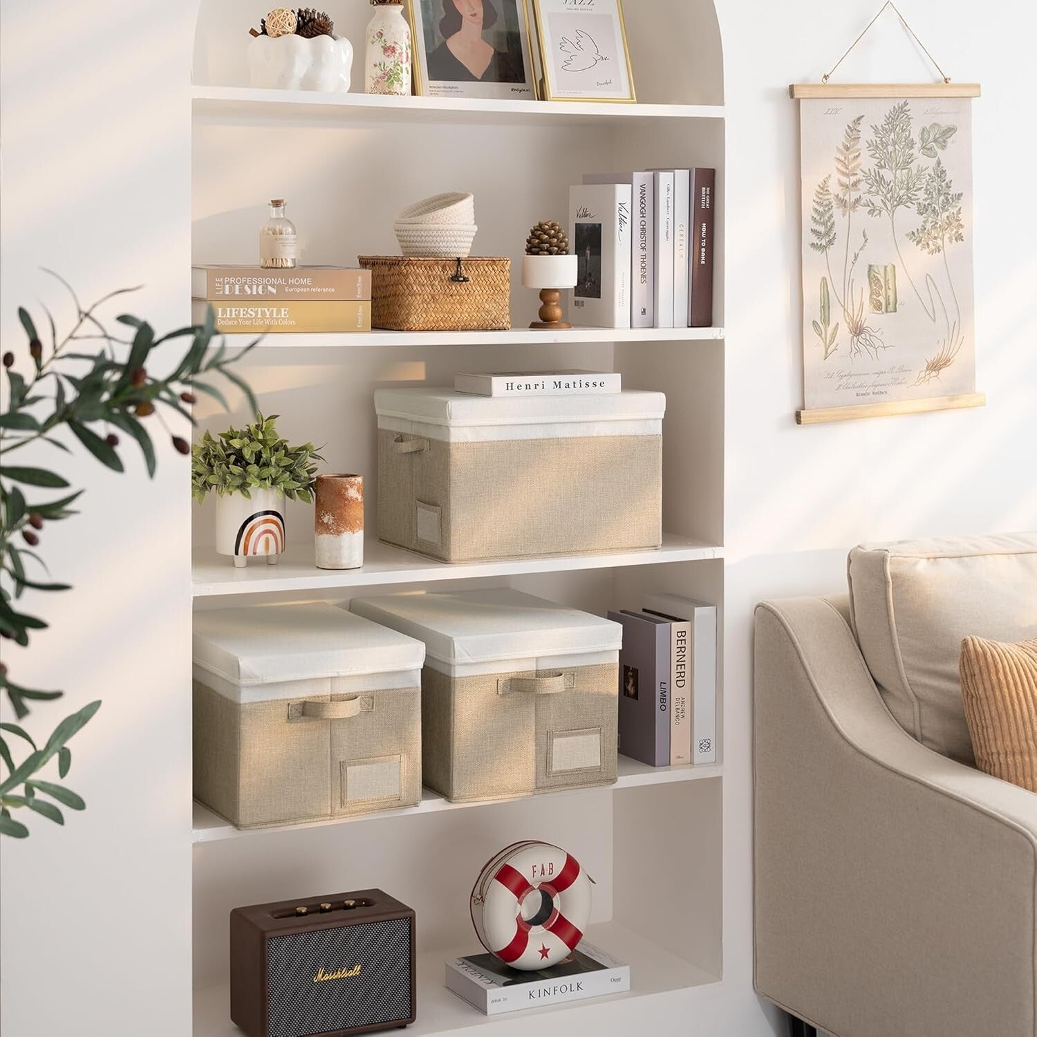Functional Jumbo Storage Bins with Lids - 3-Pack Khaki & Ivory Storage Solution