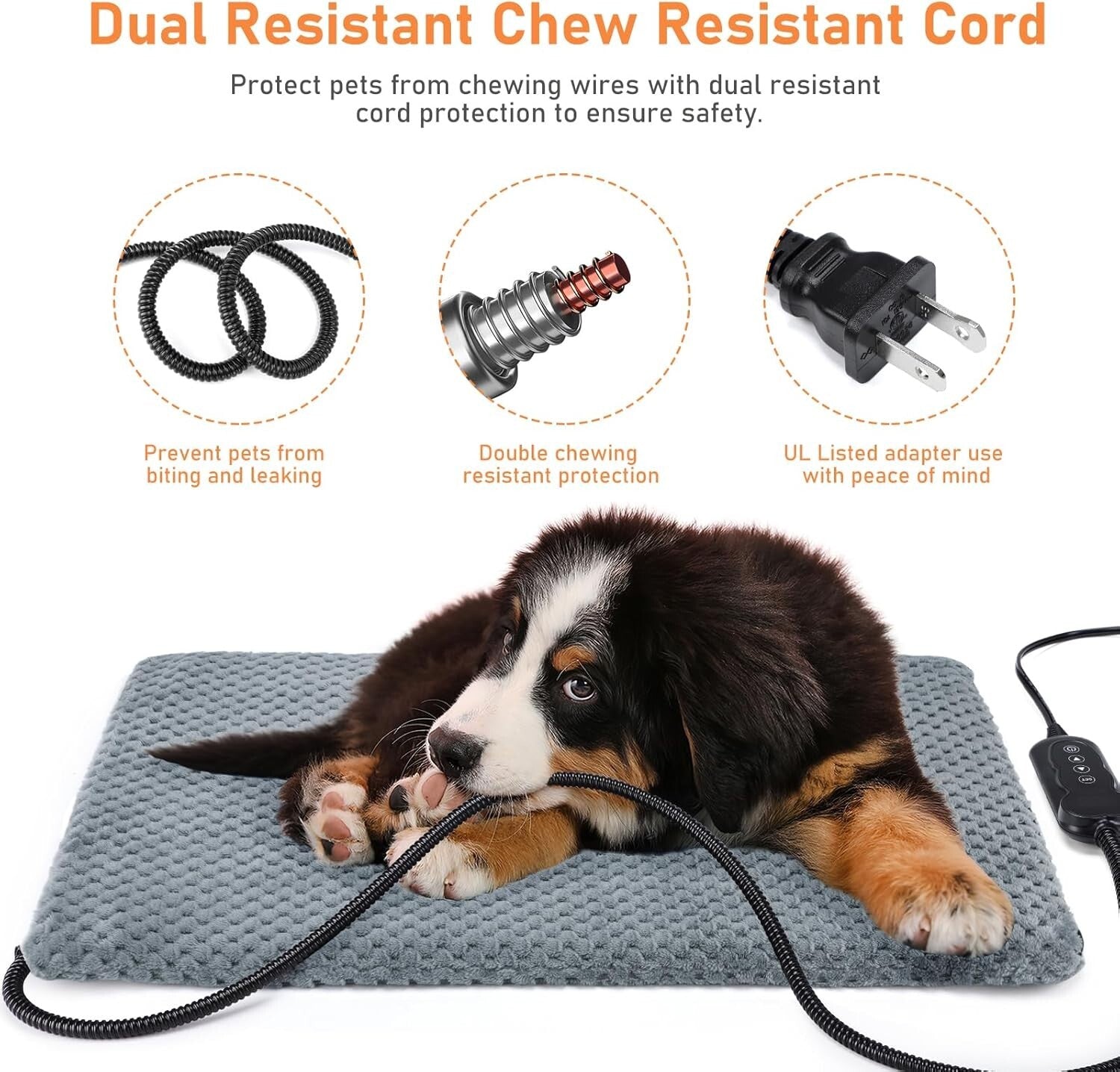 Washable Heating Pad for Pets with Timer Function & Chew Resistant Design