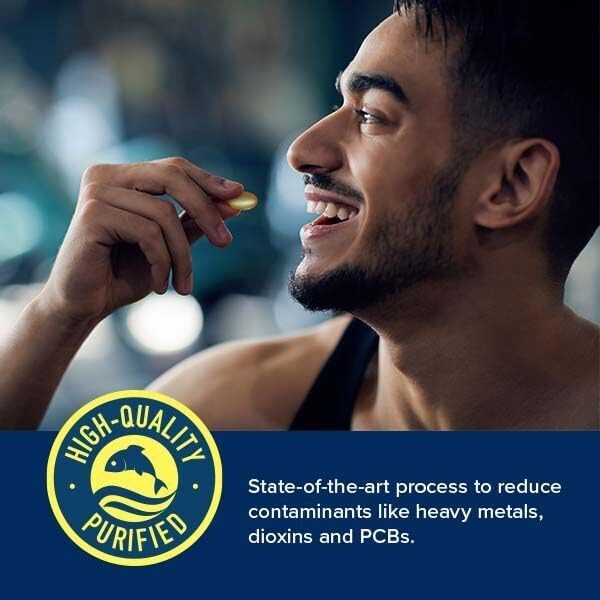 Wild Caught Omega-3 Fish Oil - 1000mg EPA/DHA, Joint & Skin Support, Gluten-Free