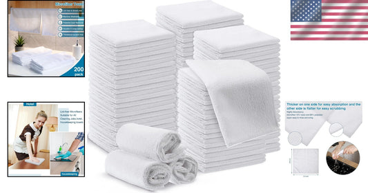 Bulk 200 Microfiber Cleaning Cloths, Lint-Free, 12x12 Inches for All Surfaces