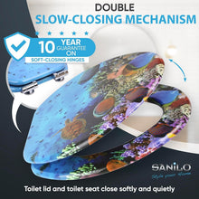 Load image into Gallery viewer, Quiet Slow Close Ocean Toilet Seat - Durable Elongated Molded Wood Design