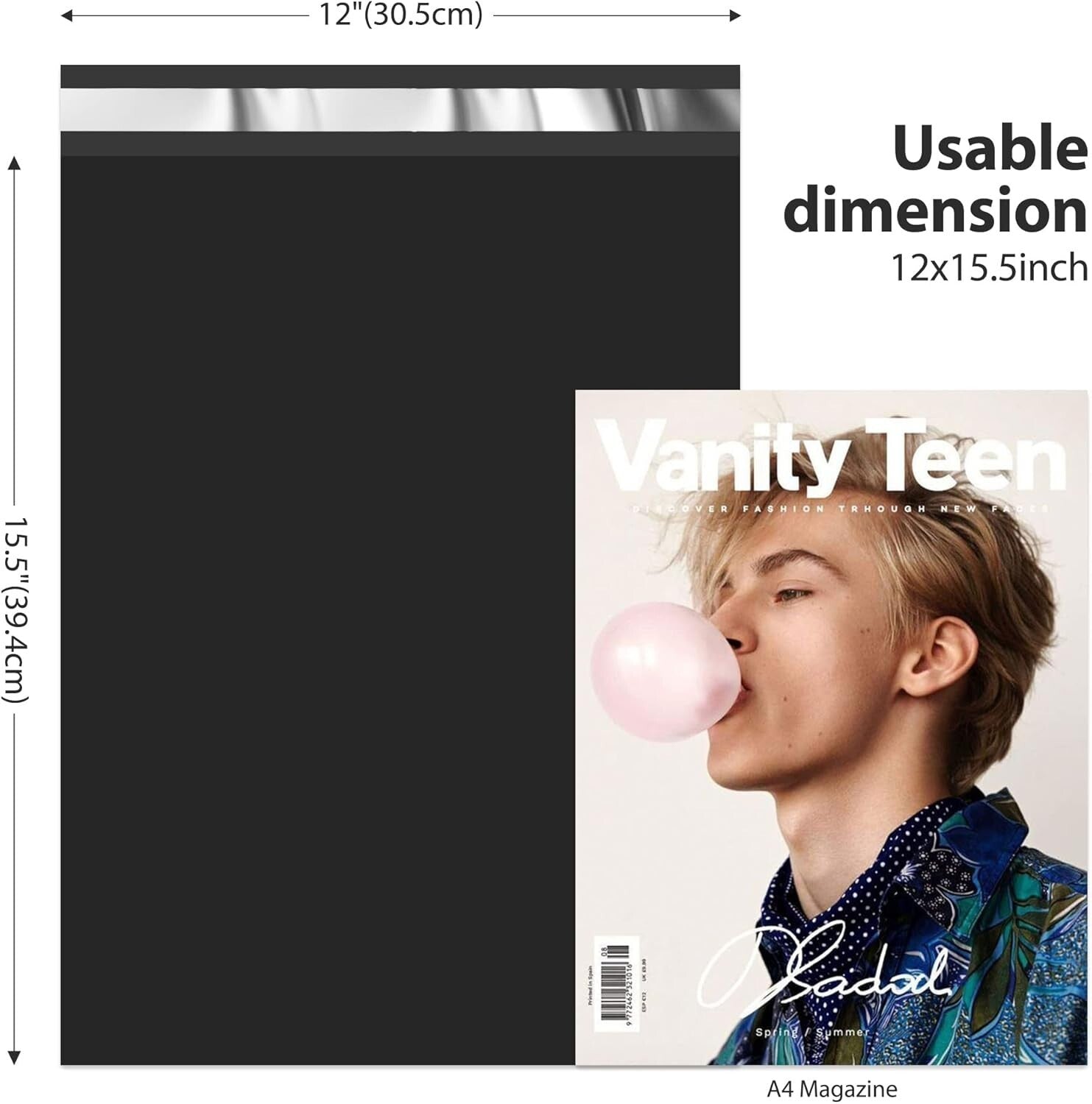 500 Bulk Poly Mailers 12x15.5'' - Strong Self-Sealing Shipping Bags for Business