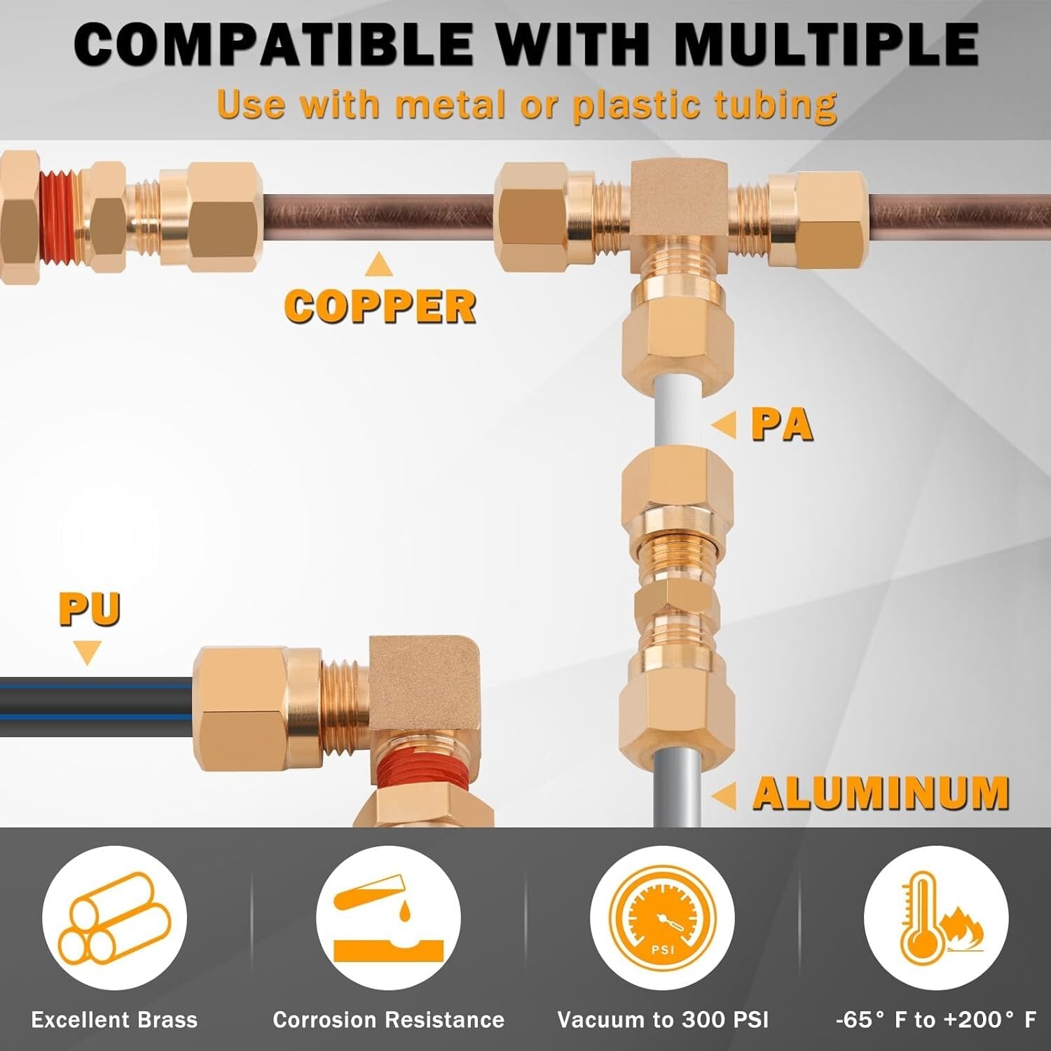 Brass Air Brake Fittings Assortment - 42 Piece Kit for Truck & Industrial Use