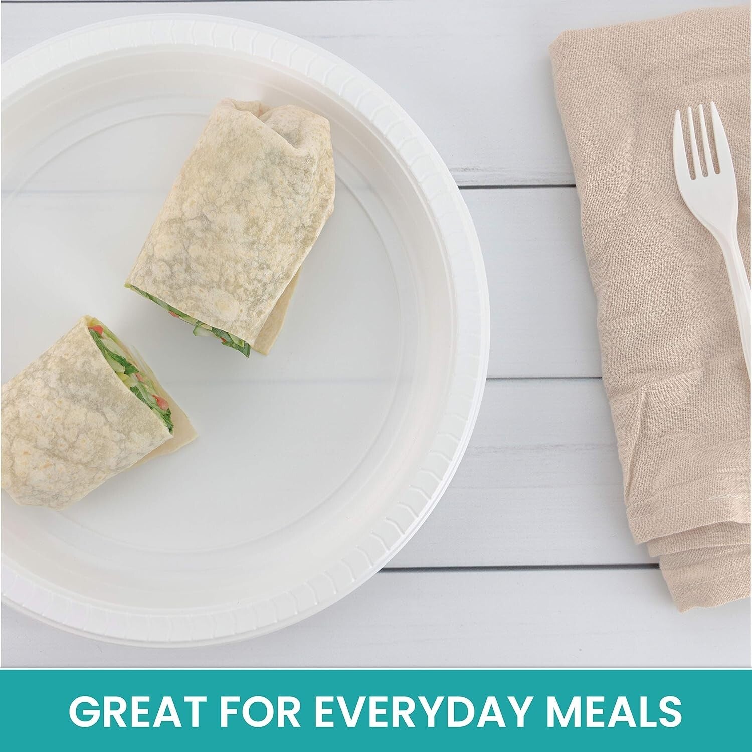 Durable 200 Pack 10 Inch Round Plastic Dinner Plates - Reusable & Microwave Safe