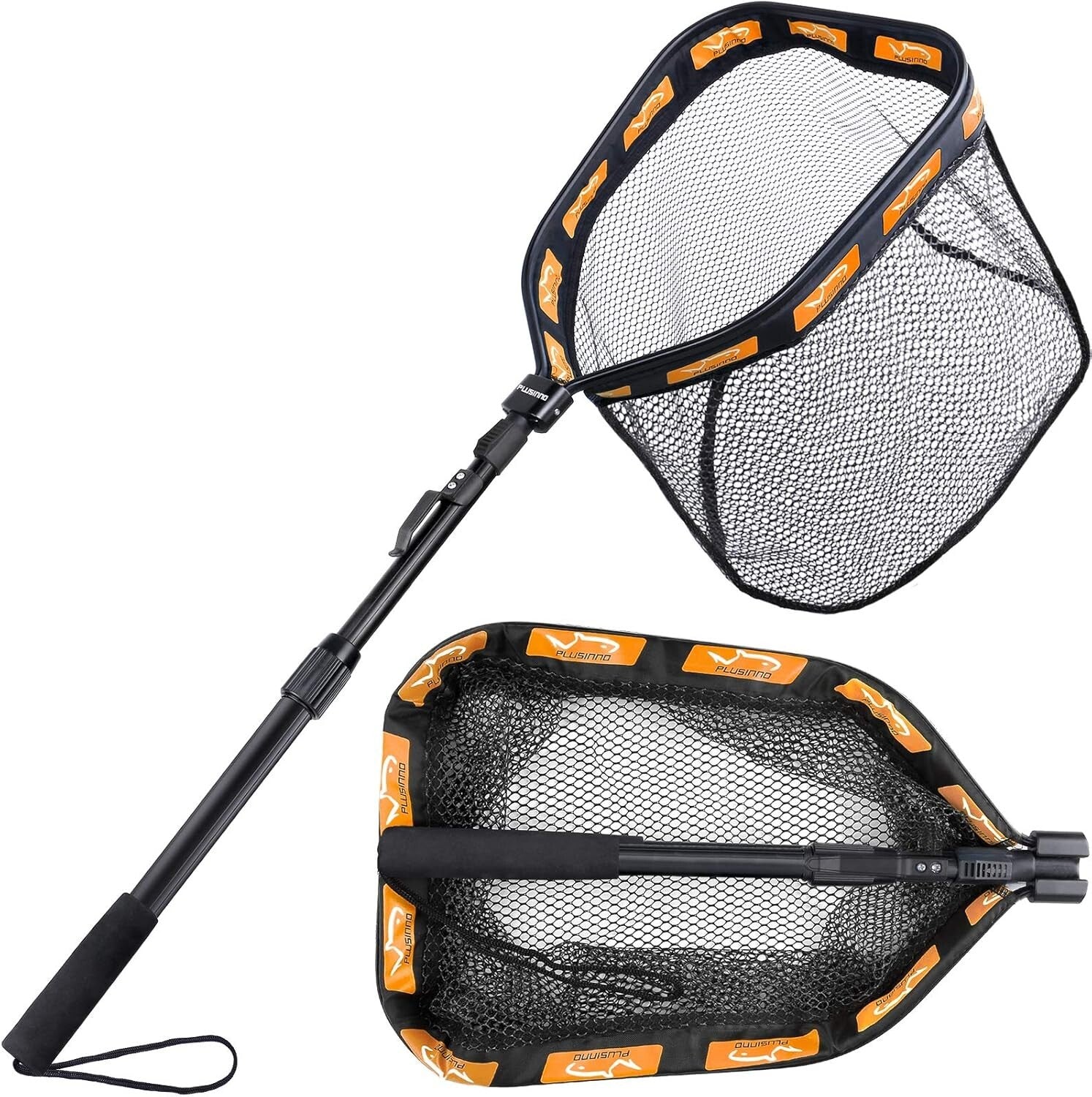 Large Floating Fish Landing Net - 19.7" Hoop, Rubber Coating, and Folding Design