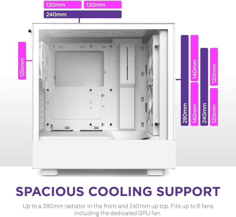 Elegant White Gaming Case for ATX Builds: RGB Lights & Optimized Cooling