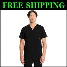Load image into Gallery viewer, Stylish V-Neck Scrub Top for Men with Chest Pocket and Knit Back Panels
