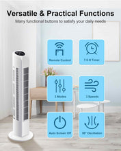 Load image into Gallery viewer, 30" Modern Bladeless Tower Fan: Remote Control &amp; 3 Wind Modes for Home Comfort
