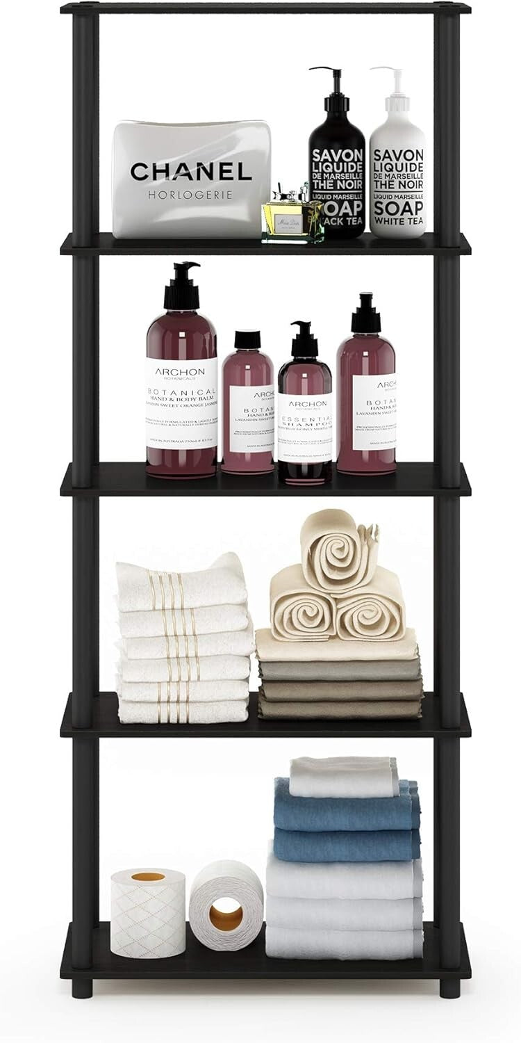 Space-Saving 5-Tier Storage Shelf with Easy Assembly - Ideal for Any Room